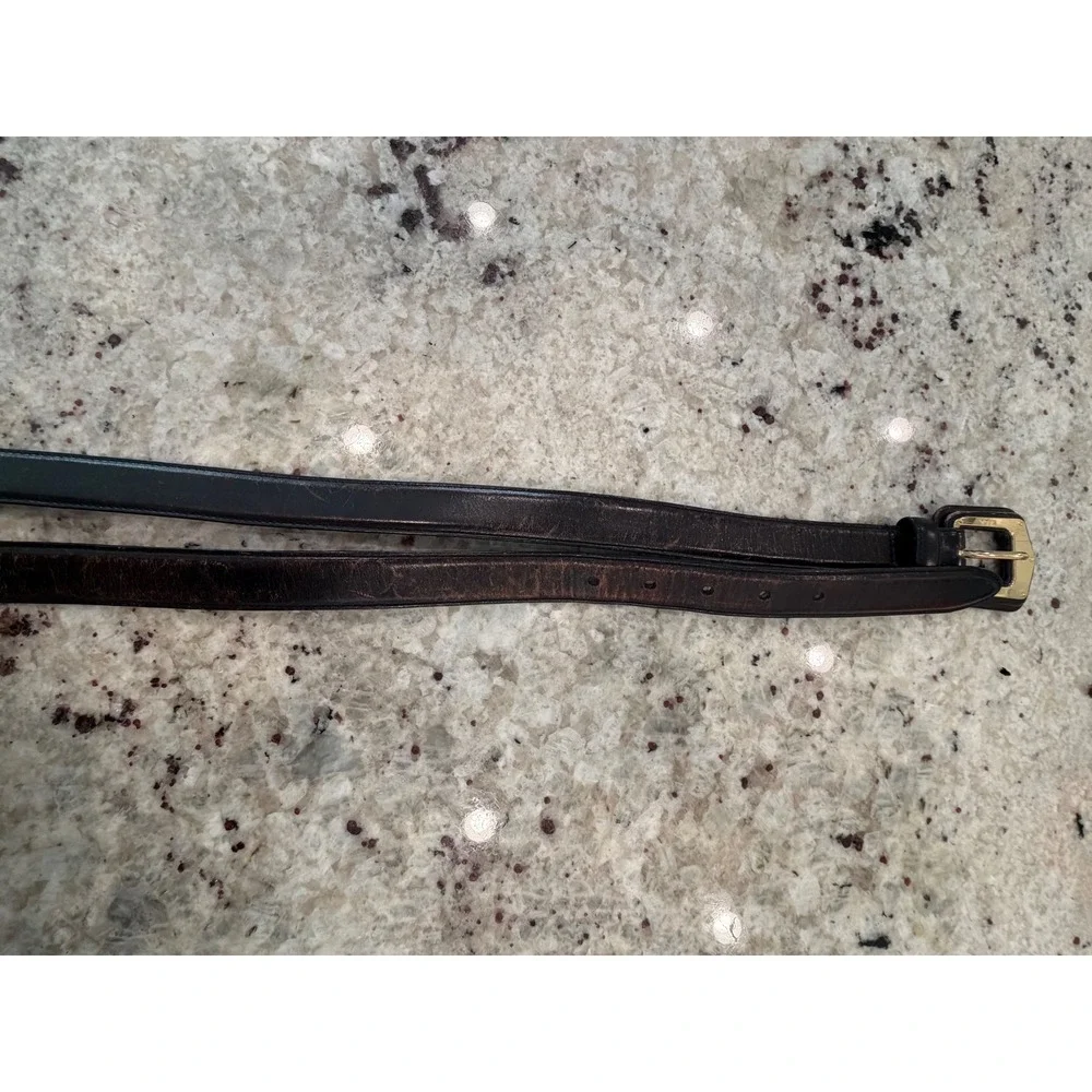 Ralph‎ Lauren Black/Brown Leather Belt Gold Buckle Size L 132 cm